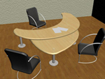 Моделирование офисного стола с брифингом и стульев